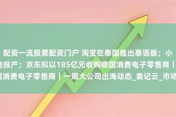 配资一流股票配资门户 淘宝在泰国推出泰语版；小鹏汽车海外首个智造基地投产；京东拟以185亿元收购德国消费电子零售商｜一周大公司出海动态_袁记云_市场_试运营