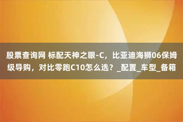 股票查询网 标配天神之眼-C，比亚迪海狮06保姆级导购，对比零跑C10怎么选？_配置_车型_备箱
