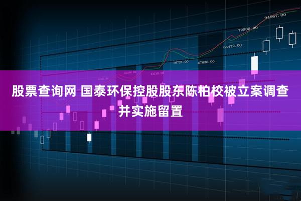 股票查询网 国泰环保控股股东陈柏校被立案调查并实施留置