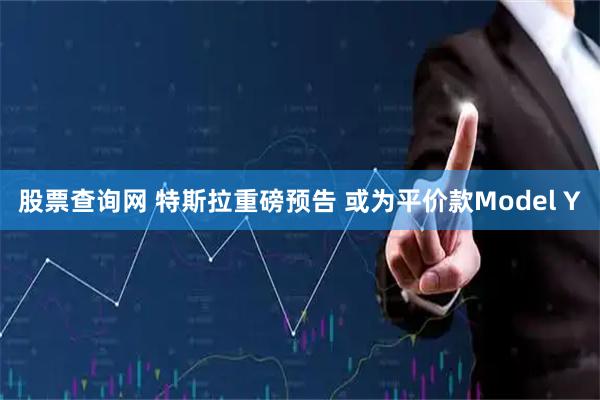 股票查询网 特斯拉重磅预告 或为平价款Model Y